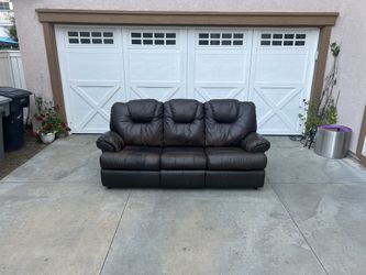 Brown Ashley Leather Couch With Mattress