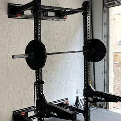 ROGUE FITNESS - MONSTER RM-3W FOLD BACK WALL MOUNT RACK AND MONSTER SAFETY SPOTTER ARMS 2.0