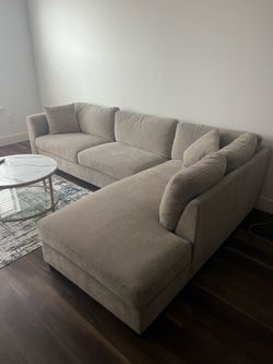 4 Cushion L shaped beige sofa couch ikea