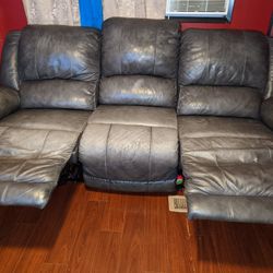Gray Leather Couch Recliner 