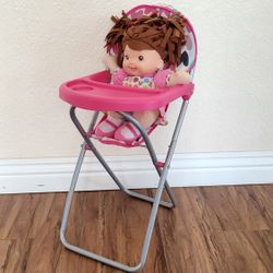 Baby Doll With High Chair Toy.