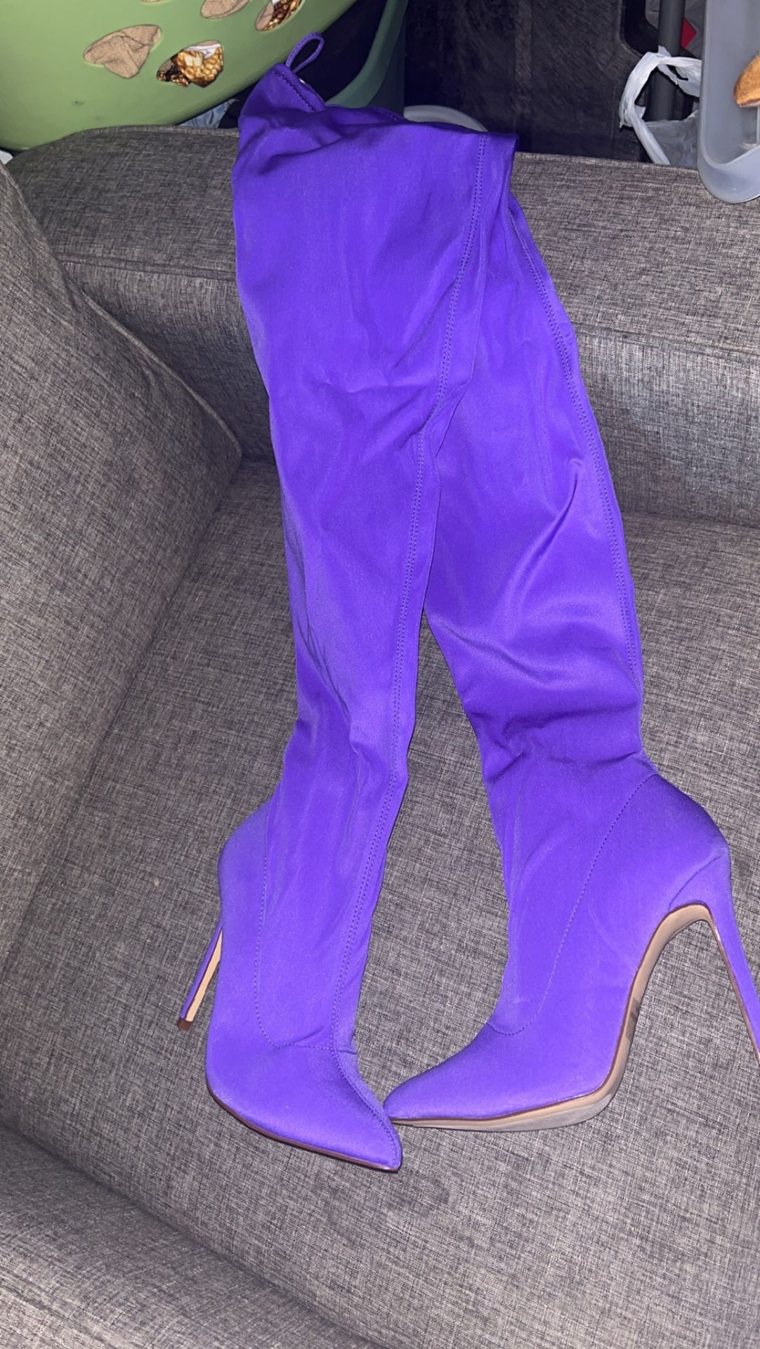 Size 7 Thigh High Purple Heel Boots
