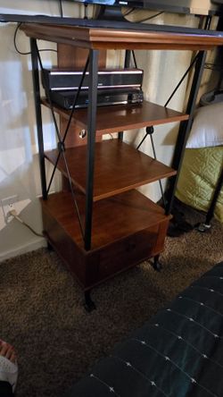 TV Stand with bottom Drawer Wood & Iorn