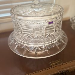 Marquis by Waterford Crystal Finley 3 in 1 Cake Plate Stand Server Dome Lid Mint