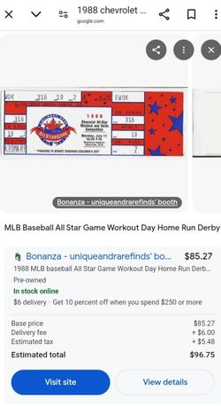 1988 Chevrolet All Star Workout And Skills Competition Tickets. Monday July 11th At 12:30 P.M.  Read Description Below. 