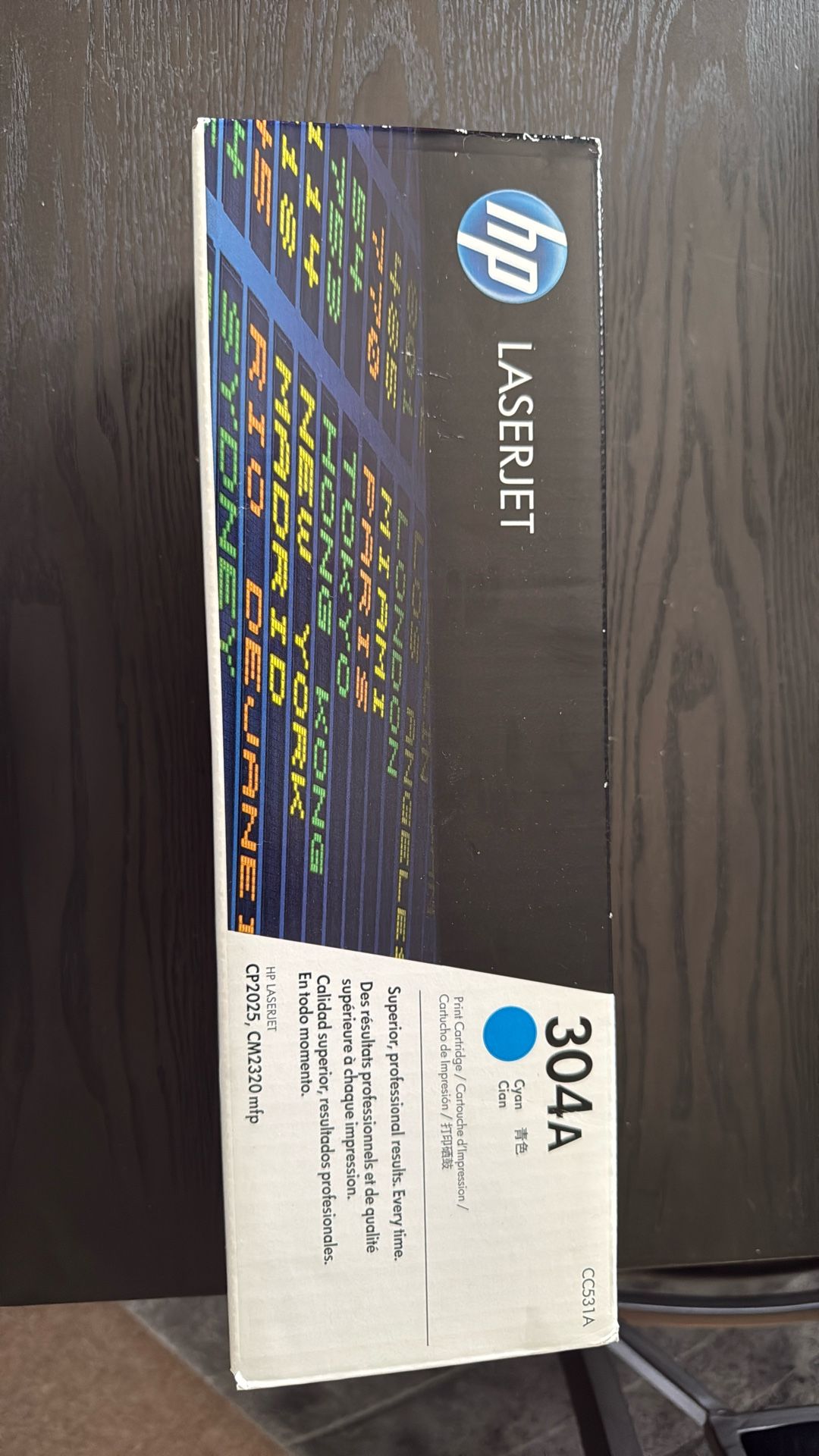 HP 304A HP Laserjet Cyan Toner Cartridge, model number CC531A.