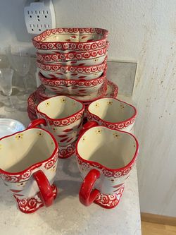 Temp-tations Floral Lace Red Dinnerware Set – Discontinued Pattern