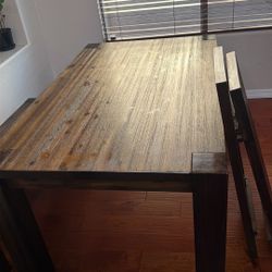 Dining Table With Extension, Four Chairs And Bench For Two People