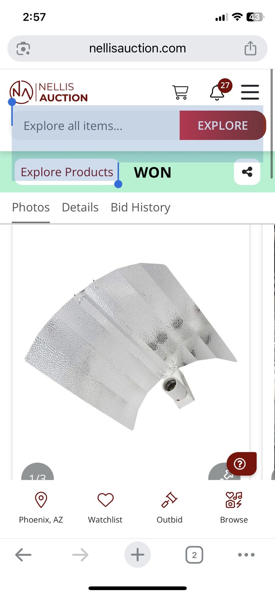 IPower GLWING20V1 19 Inch Hydroponic Gull Wing Reflector Hood For 250/400/600/1000W HPS MH Grow Light