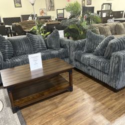 2pieces sofa set in charcoal 