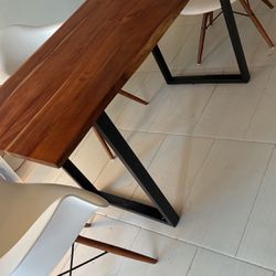 Wood Table & Chairs - 55 X 28W X 30H
