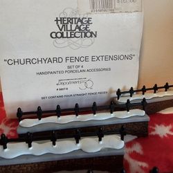 $20.00 - 1992 Christmas Department 56, Heritage Village Collectible  "Churchyard Fence Extensions"!  Set Of (4)/Handpainted Porcelain/New In Box!