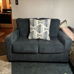 Blue Loveseat, Couch That Pulls Into A Bed
