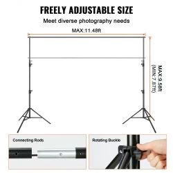 12 x 10 ft Heavy Duty Backdrop Stand, Height Adjustable Photography Backdrop Stand, Background Support System with 6 Clamps and A Carry Bag, for Party