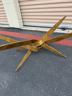 Vintage Brutalist Gilt Metal Sculptural Coffee Table Base