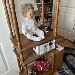 2 Small Vintage Antique Bedside Tables Excuse The Doll That’s Sitting On Tables Stacked  Together 