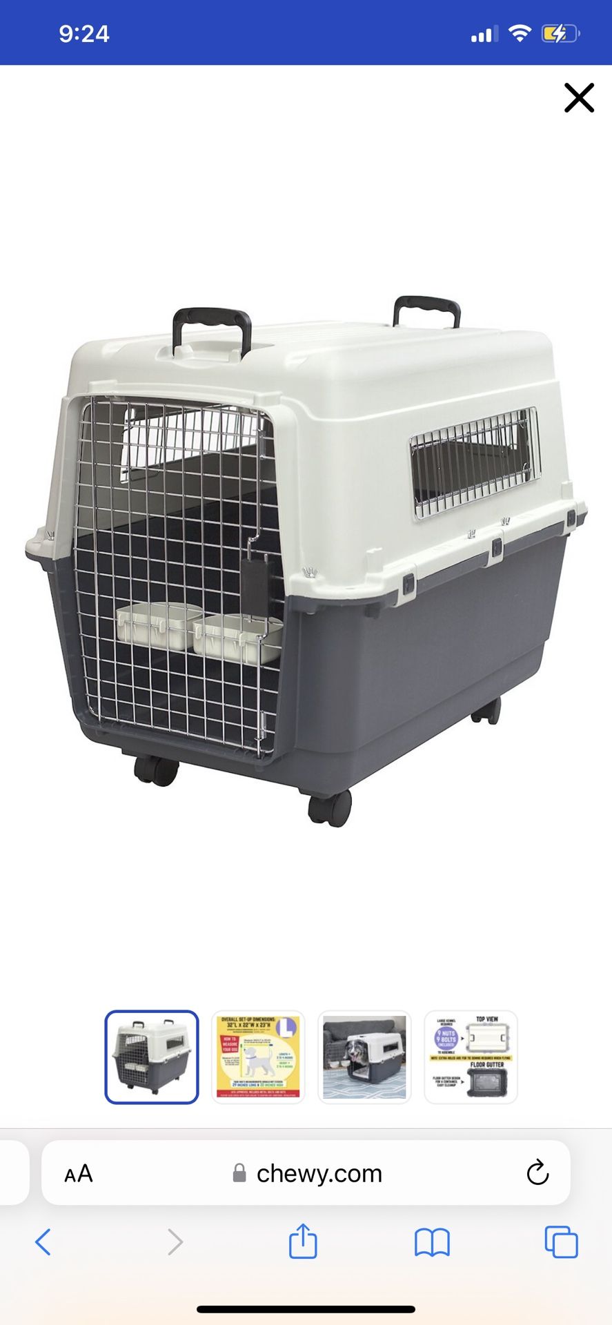 Extra Large Dog Carrier Crate - FAA Approved