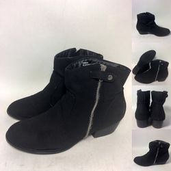 Union Bay hendrik Black Ankle Boots Faux Suede Western Booties Size 10M