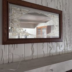 Solid Oak Bar Mirror 