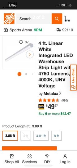 4 feet LED lighting these things go new for $50 apiece. I have 11 of them.