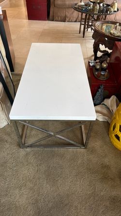 White Top Coffee Table with Chrome Base