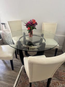 Dining Table Set – Glass Top + 4 Chairs