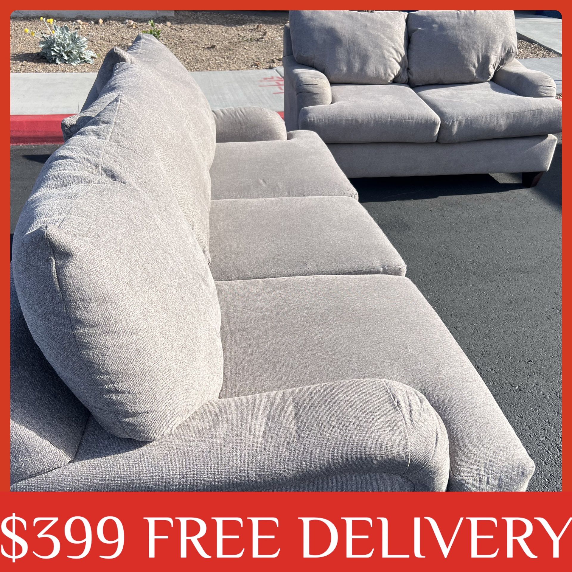 Light Gray Sofa and Loveseat COUCH SET sectional couch sofa recliner (FREE CURBSIDE DELIVERY)