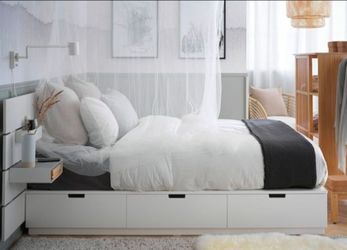 White Ikea Nordli Queen Storage Bed with Drawers - Sherman Oaks