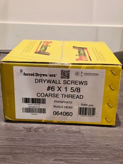 New 5,000 pcs #6 x 1-5/8" Drywall Screws Coarse Thread Phosphate