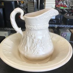 Vintage Large Pitcher & Basin, 19th Century