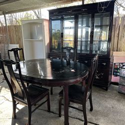 Rosewood Dining Set Table Chairs China Cabinet 