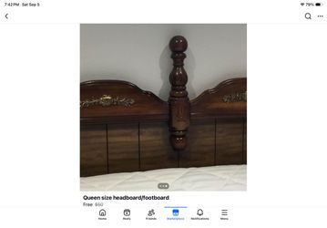 Queen size solid wood headboard & footboard