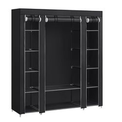 69” Portable Clothes, Closet, Wardrobe Storage Organizer With Non-Woven Fabric Black