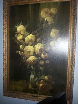 C.Lamont "Yellow Roses" print in frame