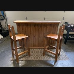 Solid Pine Bar $200 with leather stools $100 bar only