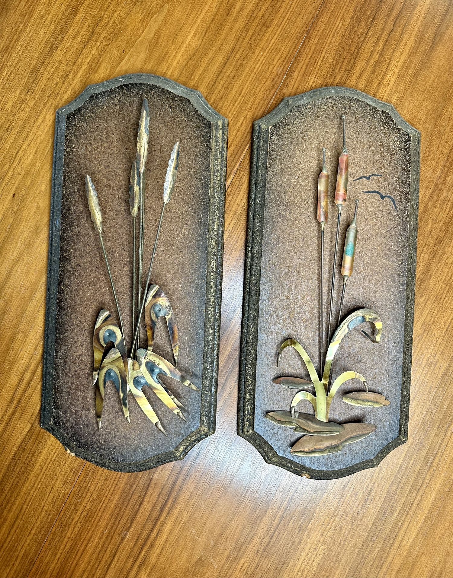 Vintage Copper Brass, Metal and Wood Wall Art - Circa 1970s