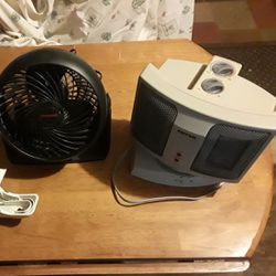 Portable Honeywell office fan and cermic heater - see description and photos