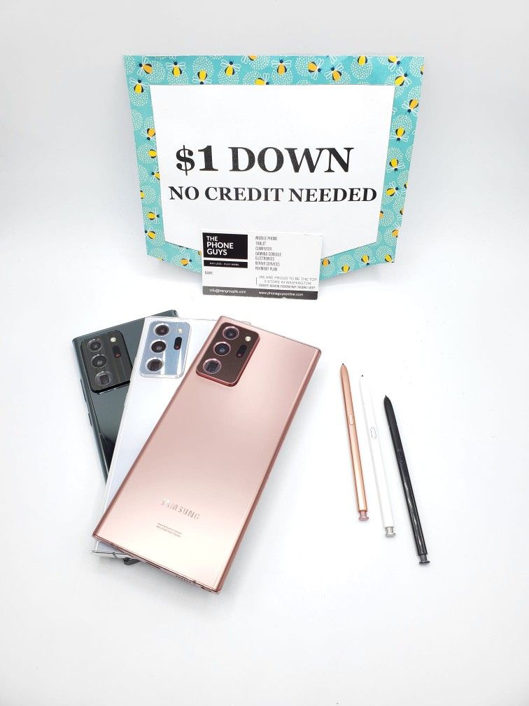 Samsung Galaxy Note 20 Ultra 5G - 90 DAY WARRANTY - $1 DOWN - NO CREDIT NEEDED 