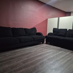 Newly Refurbished Two Piece Dark Black Couch 