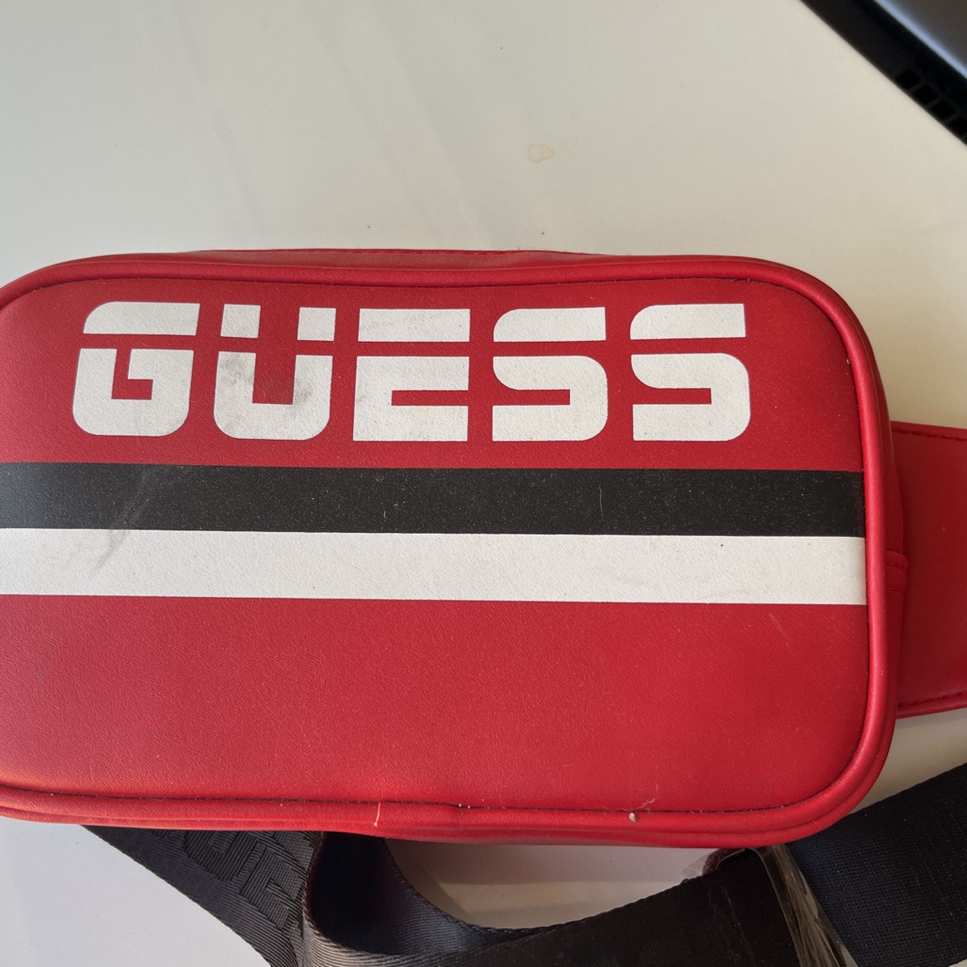 Guess Red And White Leather