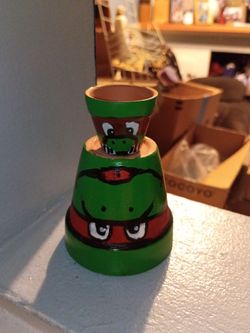 Hand-Painted TMNT Terra Cotta Pot Stack