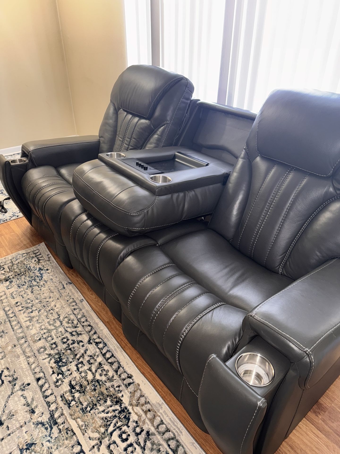 Sofa - Recliner - TV Stand with Fireplace