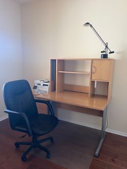 Wood Computer Desk and Office Chair