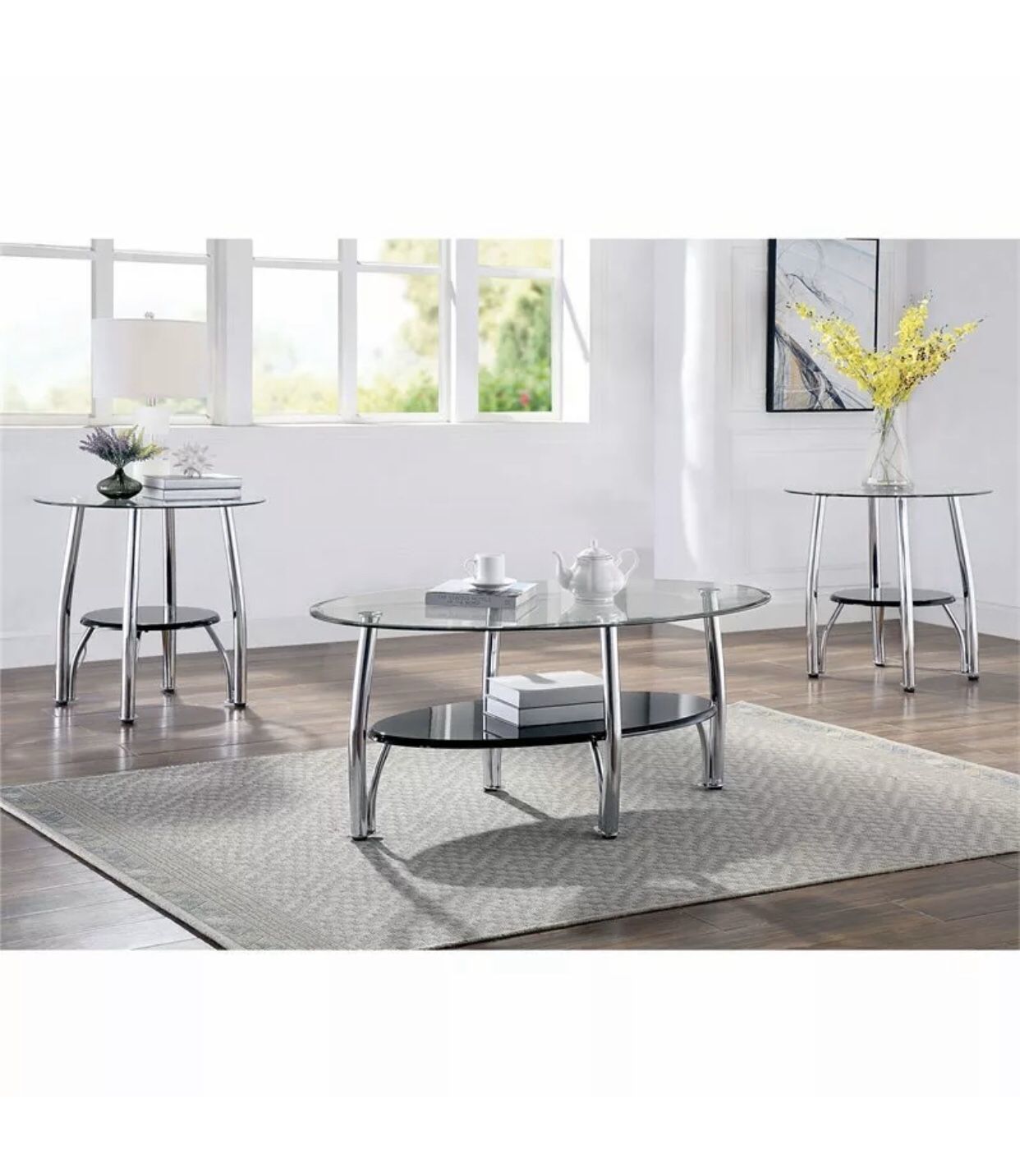 Glass coffee tables set