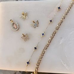 14K Real Gold pendants and bracelets 