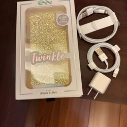 iPhone Xs Max Cover and Charger with two cables 