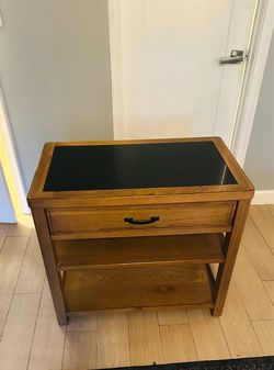 Pennsylvania House Wood Side Table with Drawer and Shelves