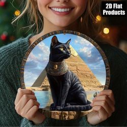 "Guardian of Eternity: Sacred Egyptian Cat Dynasty Wall Medallion"
