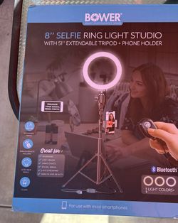 Bower 8" Selfie Ring Light Studio with Adjustable Tripod and Phone Holder