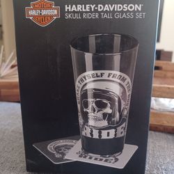 Harley Davidson Glass And Coasters